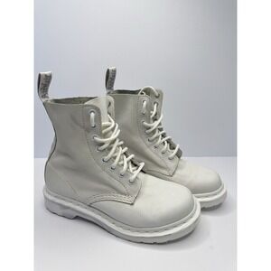 Dr. Martens 1460 Pascal mono white patent leather boots women 6